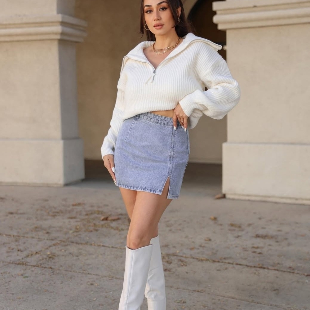 Light Blue Denim Mini Skirt